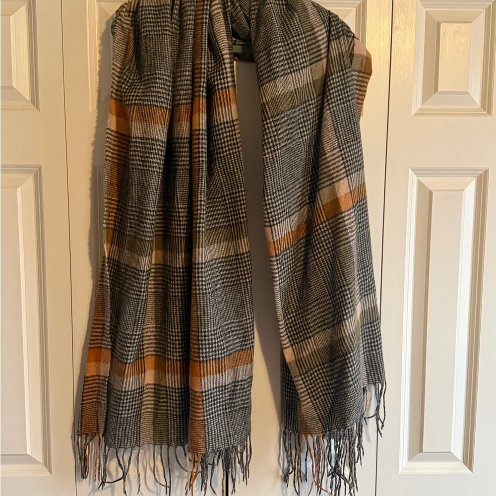 Plaid Fringe Scarf